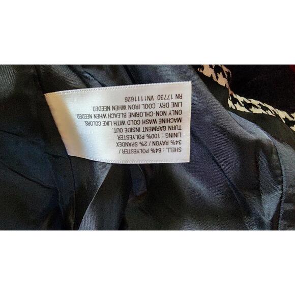 NWOT Merona Gingham Blazer jacket 10 black white adorable - Picture 8 of 8